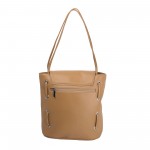 Beau Design Stylish  Cream Color Imported PU Leather Casual Tote Handbag With For Women's/Ladies/Girls